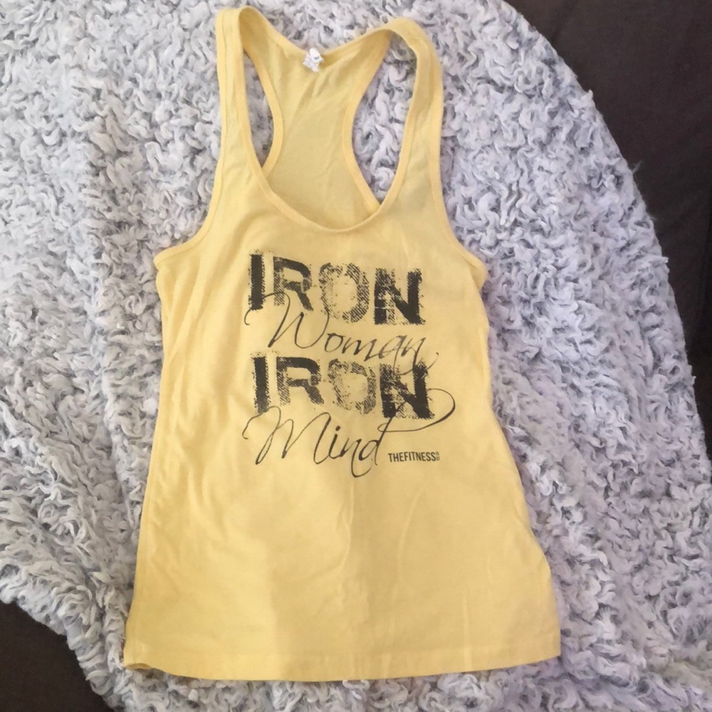 Light yellow workout tank. The Fitness Tee co. Size L, like new